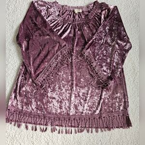 Indigo Thread Co Top Velvet Pink Large Polyester